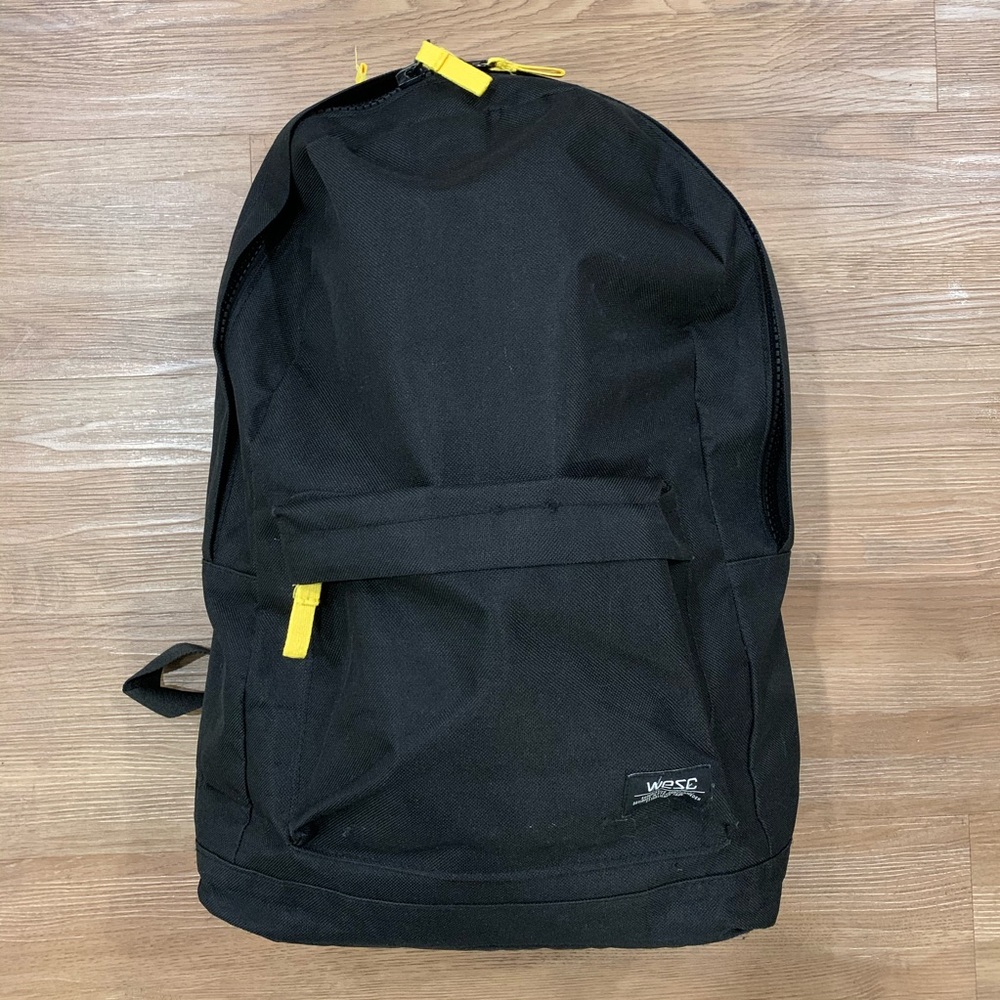 WESC Skateboarding Backpack All Black Yellow zips